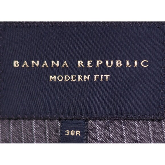 Men's Banana Republic Blazer Gray Striped Modern Slim Fit Jacket Size 38r Wool - Picture 11 of 12